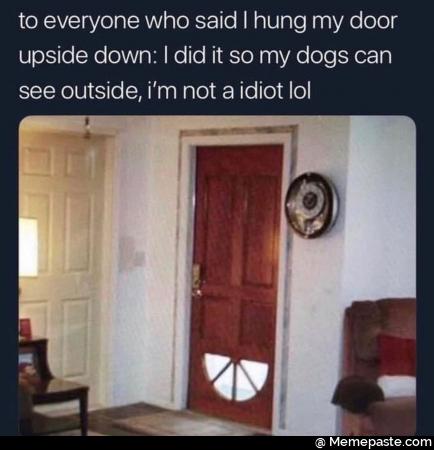 to everyone who said hung my door down did it so my dogs can outside not idiot lo nu 