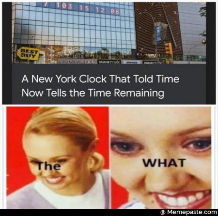 A New York clock that told time now tells the time remaining. The what?